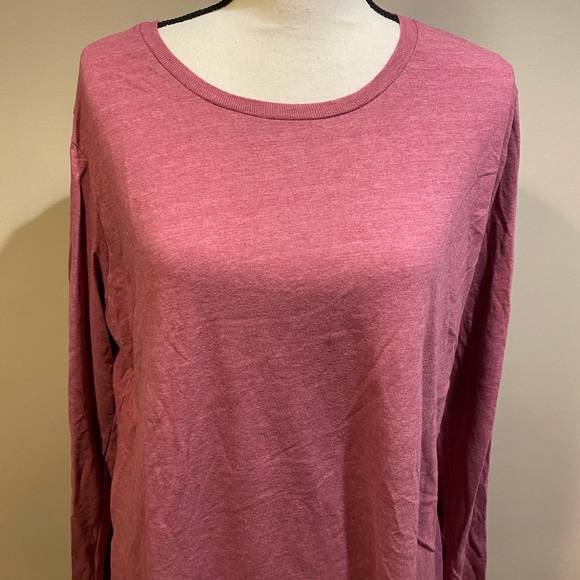 Air Waves Pink Red Plain Long Sleeve Tee Plus Size - Picture 3 of 7